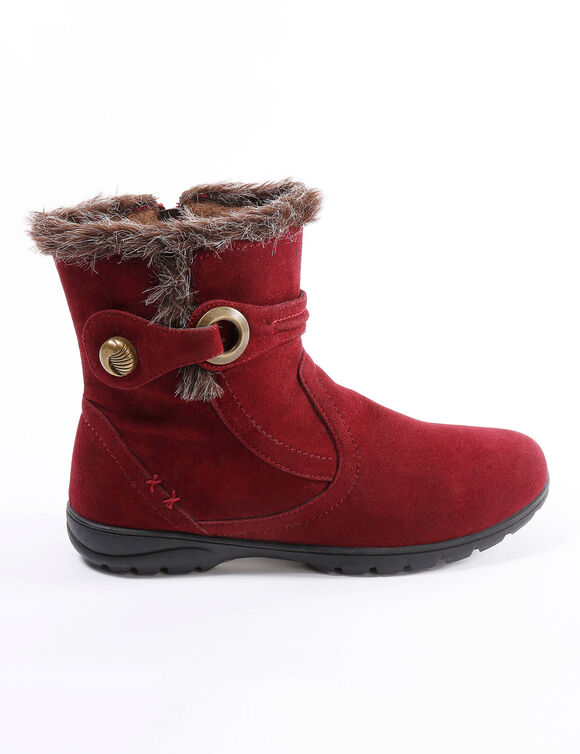 Gevoerde bottines met suedine-effect (bordeaux) Gevoerde bottines met suedine-effect (bordeaux)